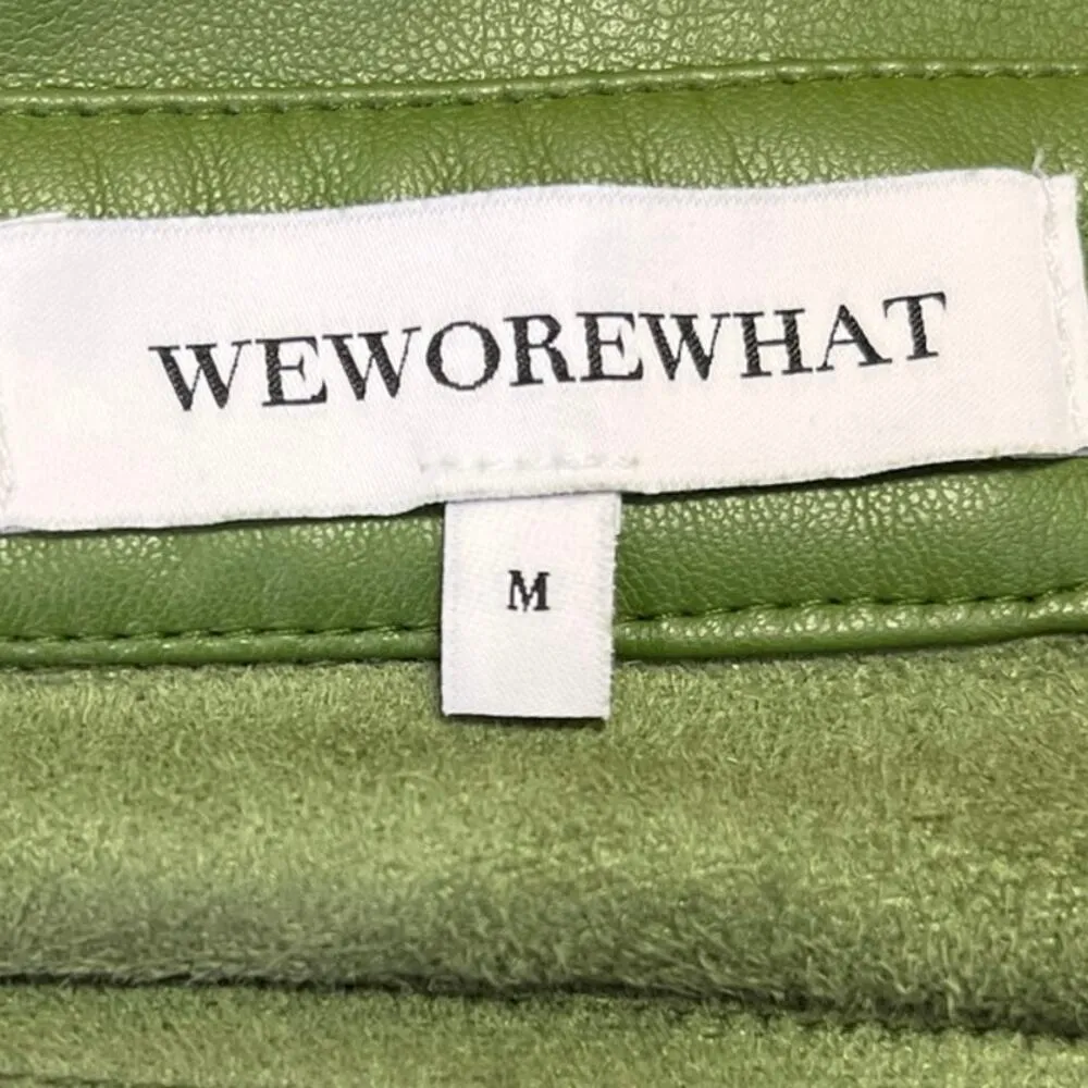 WeWoreWhat Women's Green Faux Leather Vegan Shacket Jacket Shirt Top Size M - Image 9