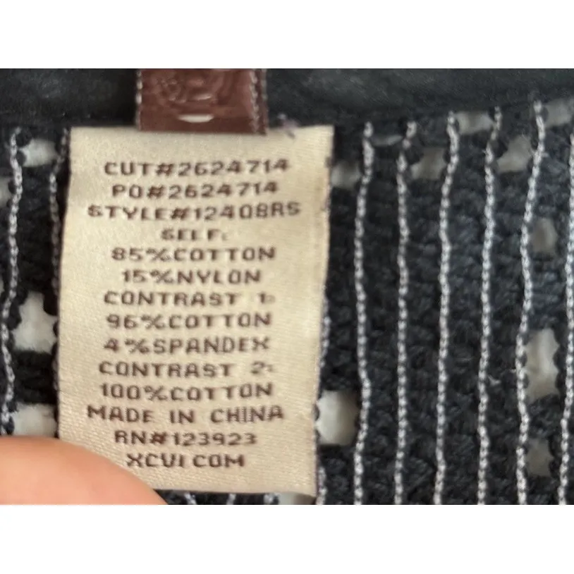 XCVI Tie-Dye Open Front Knit Cardigan Size Large  Crochet Boho Fringe Gray - Image 5