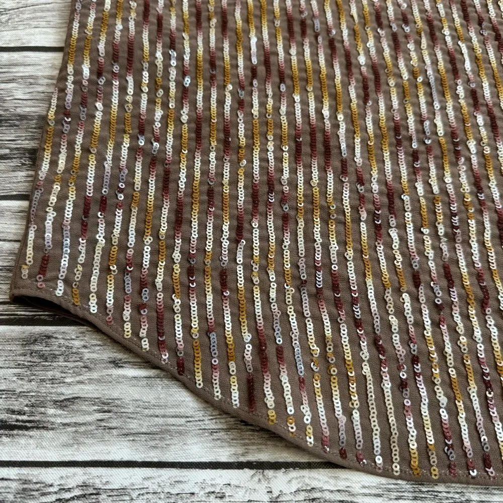 2b bebe Women's Pullover Sequin Tank Top Lined XL Extra Large Light Brown Beige - Image 6