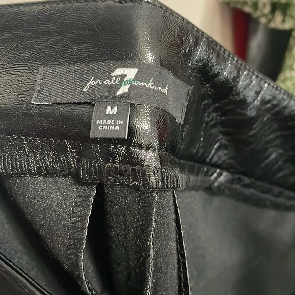 7 For All Mankind Black Vegan Leather Cropped Easy Trouser - Image 7