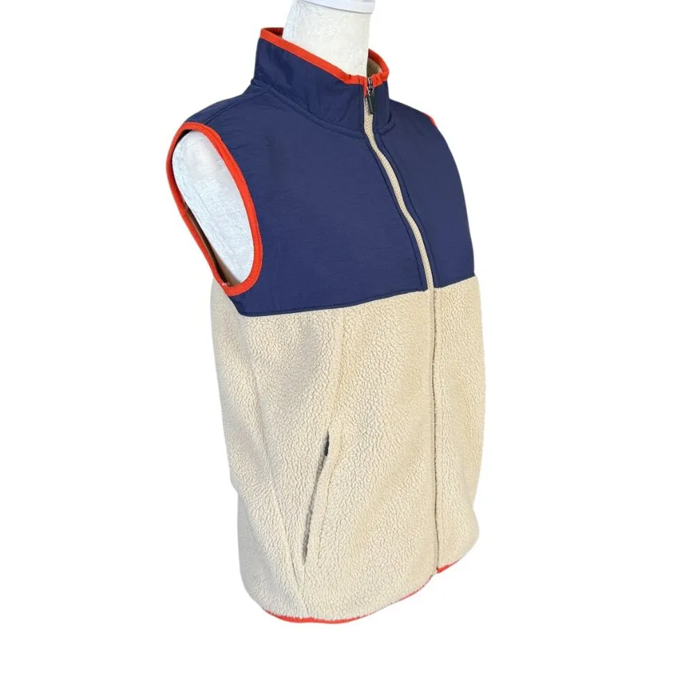 Old Navy blue and tan sleeveless zip up stretchy mock neck vest XL 14-16 - Image 2