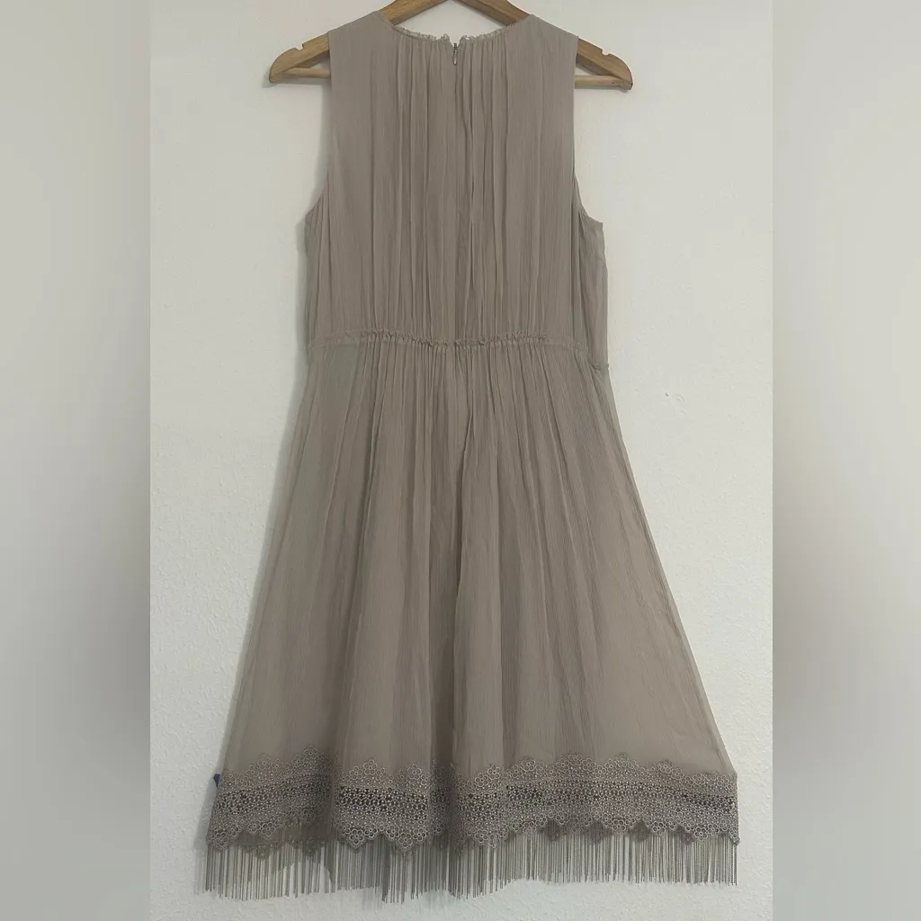 Elie Tahari NWT- $498  100% Silk Demetria Sleeveless Chain-Trim Silk Dress 8 - Image 4