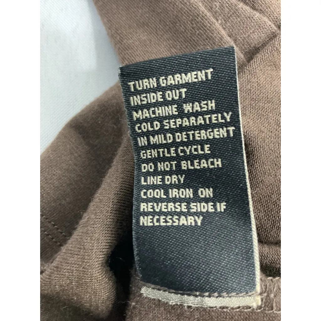 Womans Diane Gilman Pullover Top Small Brown V Neck Long Sleeve Assemetrical - Image 4