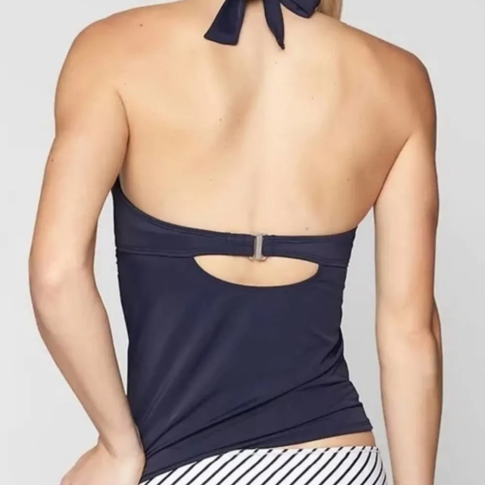 ATHLETA Sapphire Blue Bra Cup Wrap Halter Tankini Top - Image 2