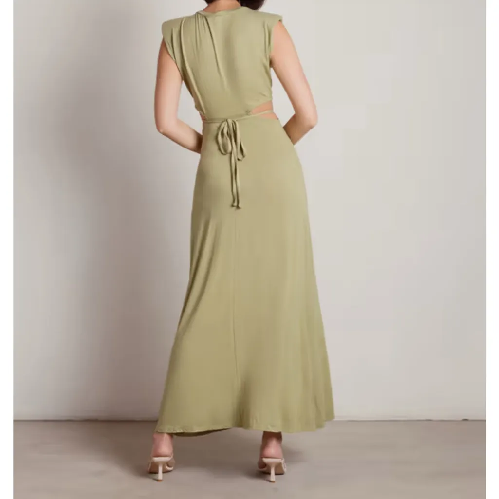 Olive‎ Green Cut-Out Maxi Dress - Image 2