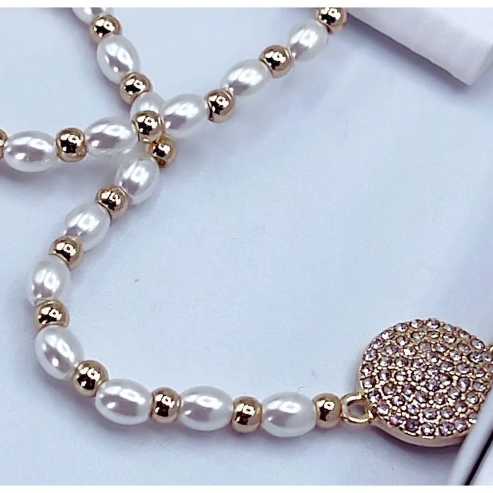 NWT Blanche & Co. fresh water pearl & round CZ pendant necklace Gold - Image 4