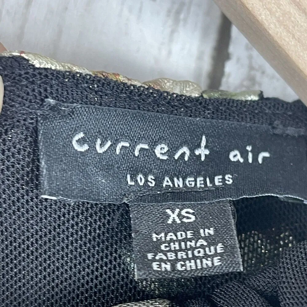 Current Air Anthropologie Dress XS Green Floral Maxi CottageCore Peasant Regency - Image 9