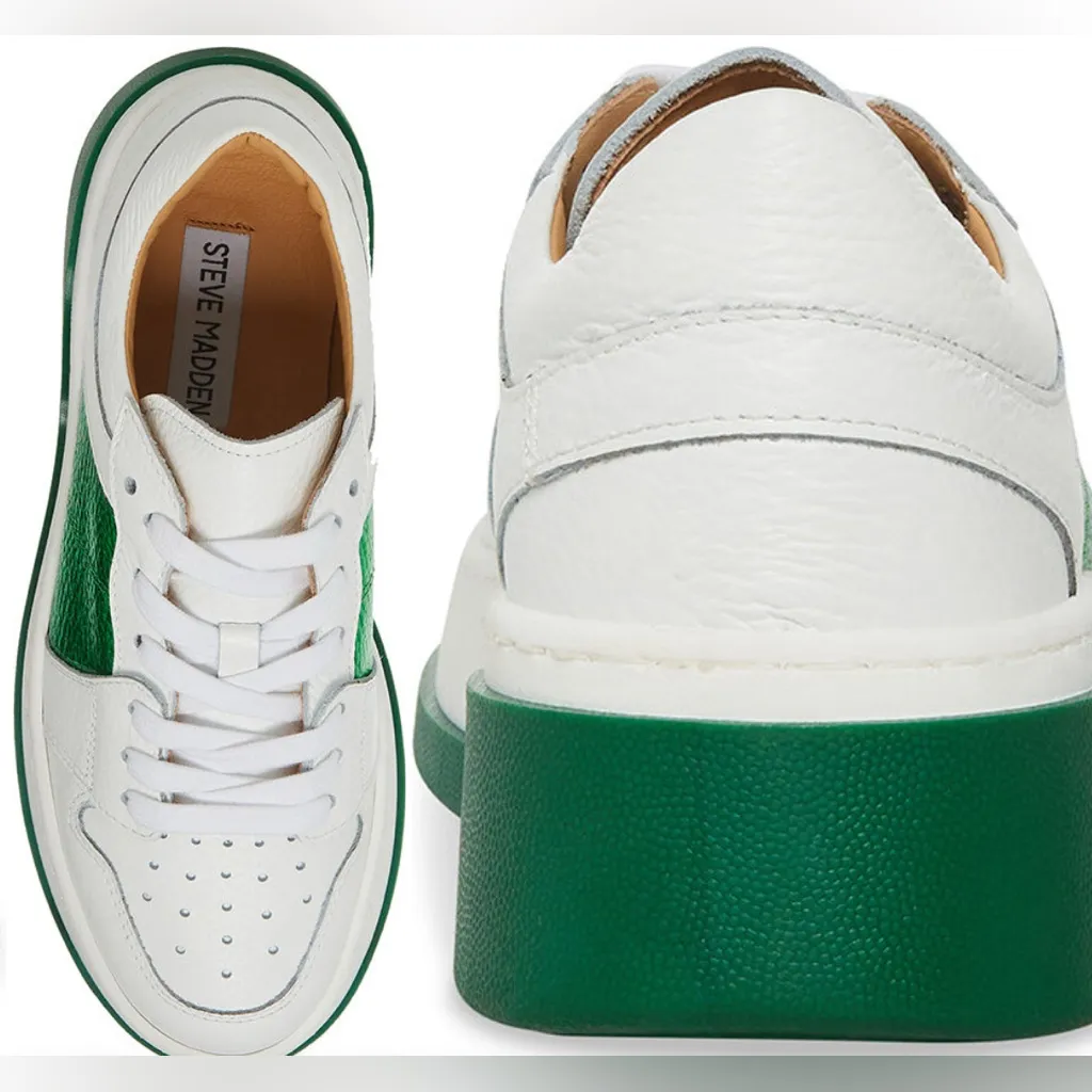 Steve Madden Joey White/green Womens Shoes  Sneakers sz 7 - Image 3