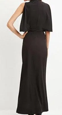 Black Layered Square Mock Neck Maxi Chic Dress - Image 4