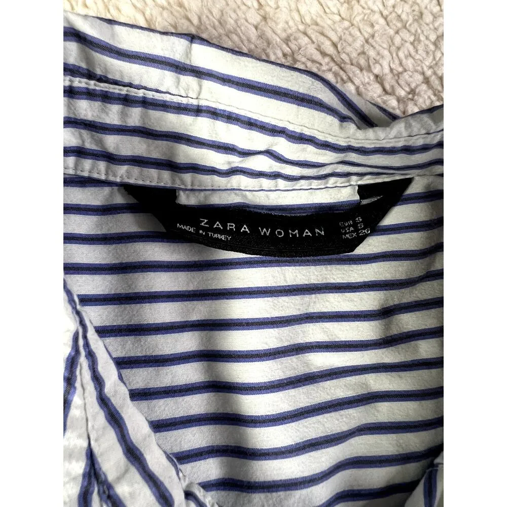 Zara Button Up Dress Shirt Women's Size Small Asymmetrical Career Wear Office - Image 5