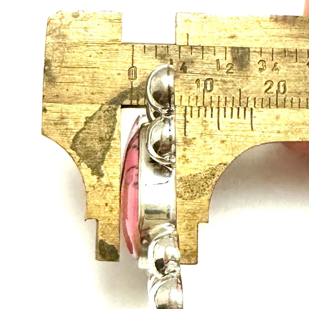 VTG Sterling Silver - MEXICO Pink Stone  Inlay Cross Pendant -925 - Image 6