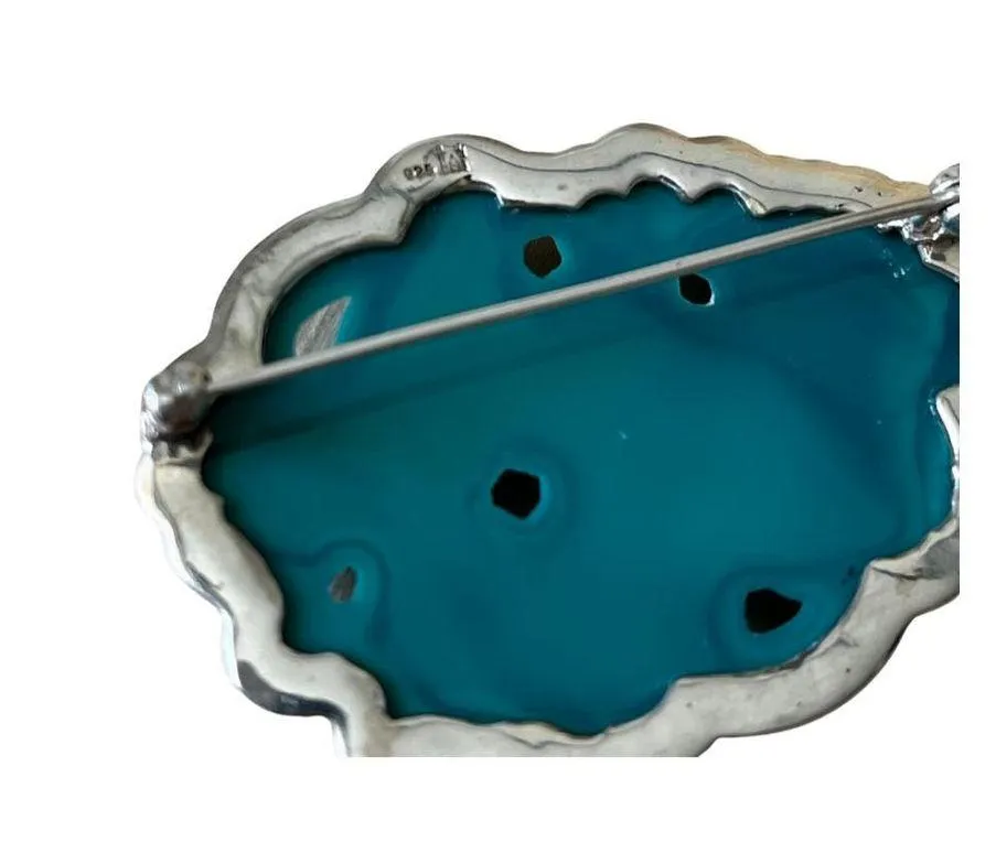 Sterling Silver Carved Lucite Bird Brooch, Vintage Tropical Bird Pin Hallmarked - Image 7