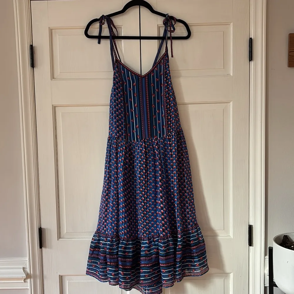 ULLA JOHNSON‎ Cerulean Talin Silk Pleated Strappy Voile Dress Size 0 XS Floral - Image 3