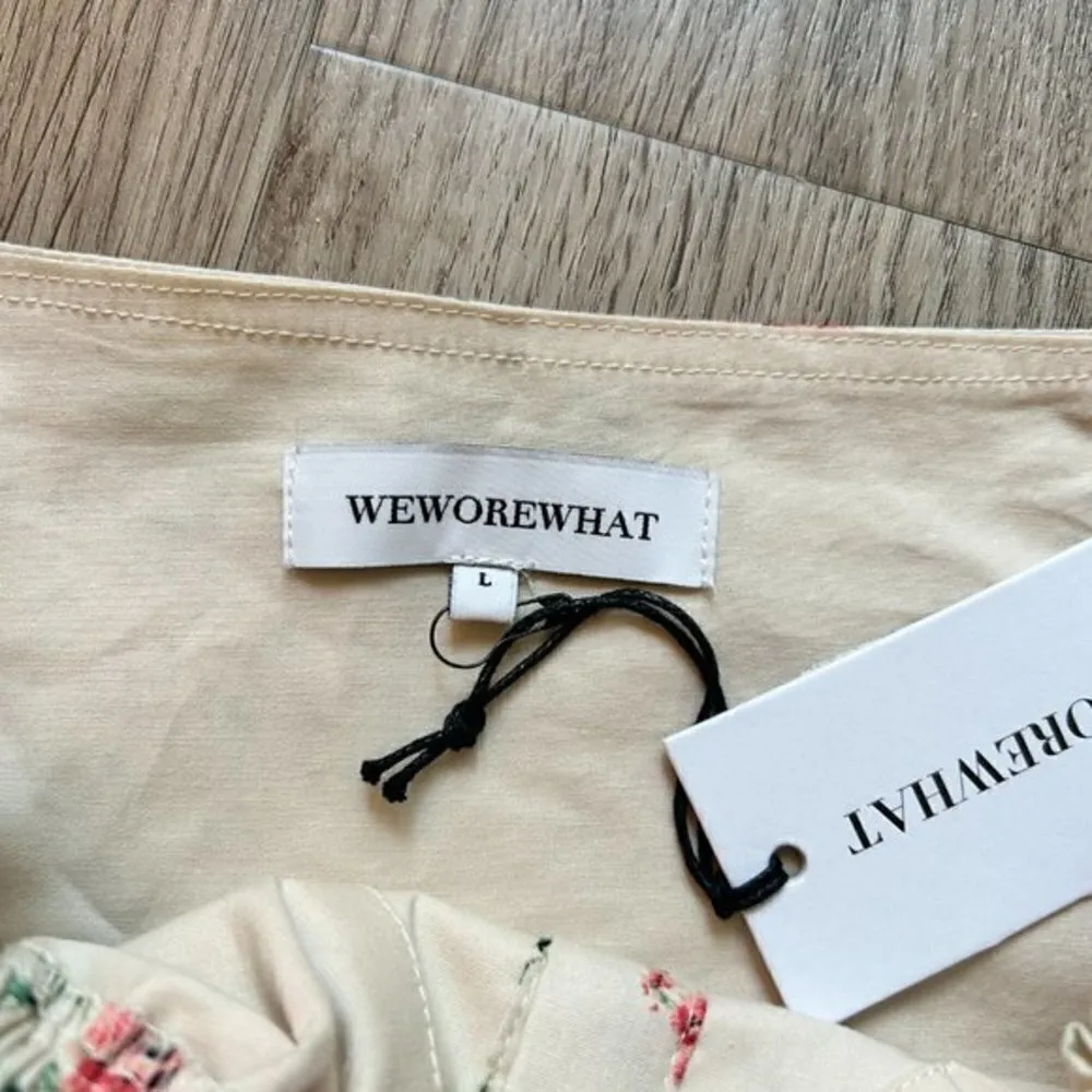 We Wore What Floral Ruched Long Sleeve Crop Top Square Neck Size L NWT - Image 6