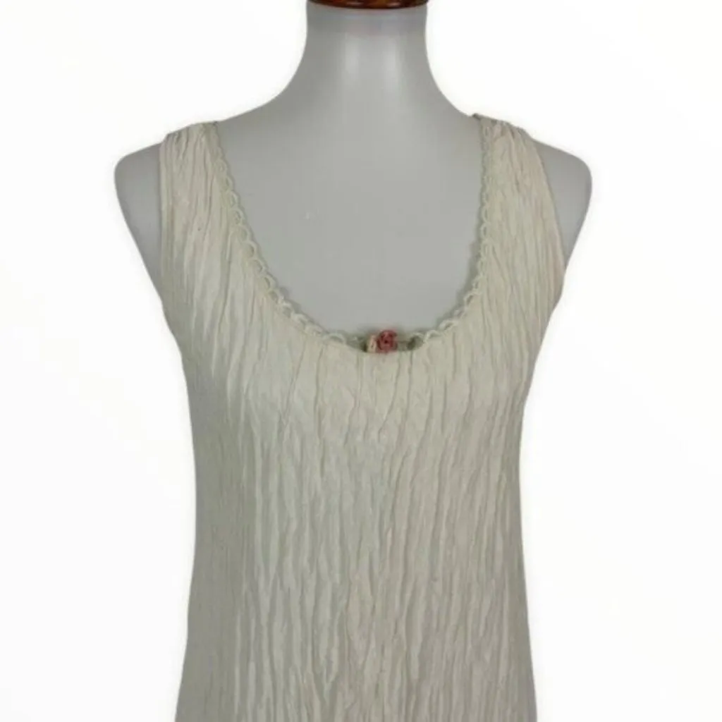 Vintage Adonna Off‎ White Nightgown Medium Sleeveless Sleepwear - Image 2