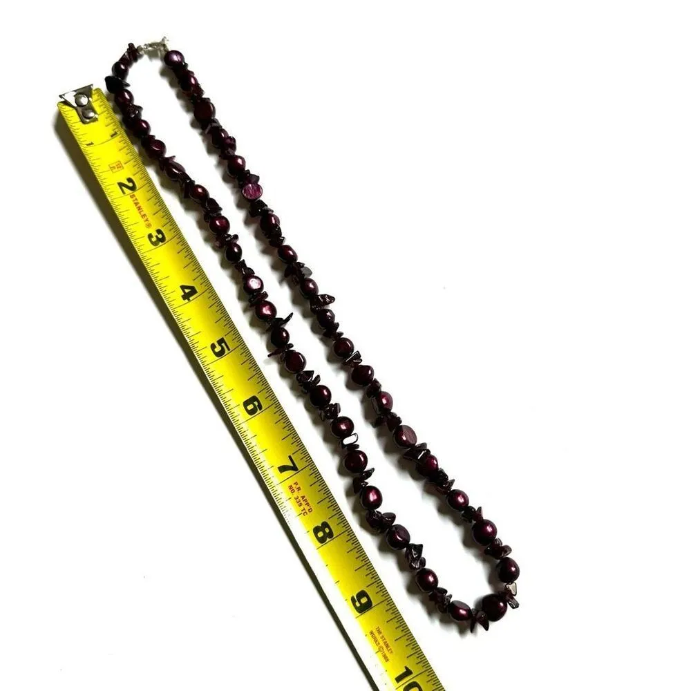 Garnet dyed pearl necklace - Image 7