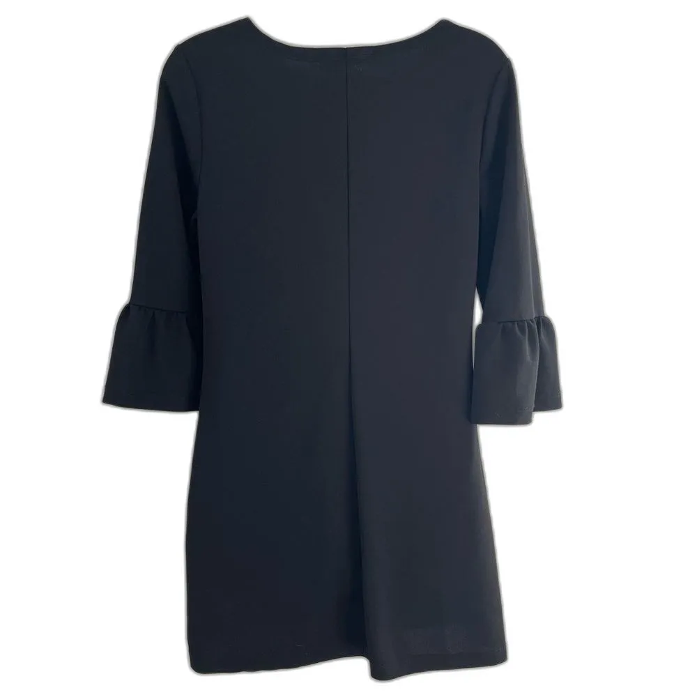 Black Bell Sleeve Mini Shift Dress Size Medium - Image 2