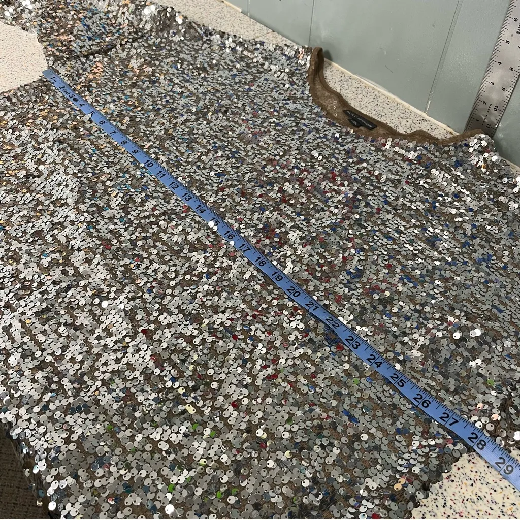 Bold Elements  Silver Sequin Blouse Disco Ball Statement Blouse Women’s Size 1X - Image 5