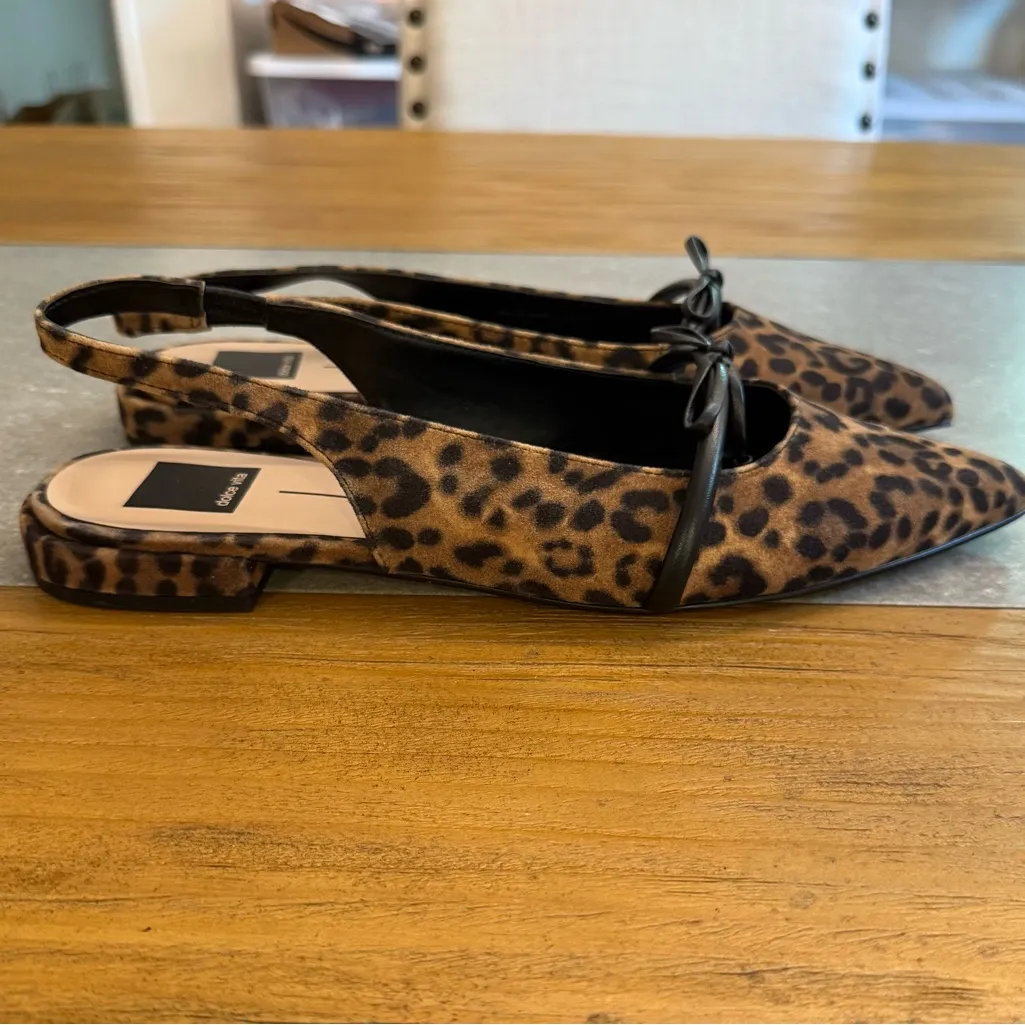 Dolce Vita Payge Leopard Print Pointed Toe Slingback Flats Size 9.5 Brown - Image 3