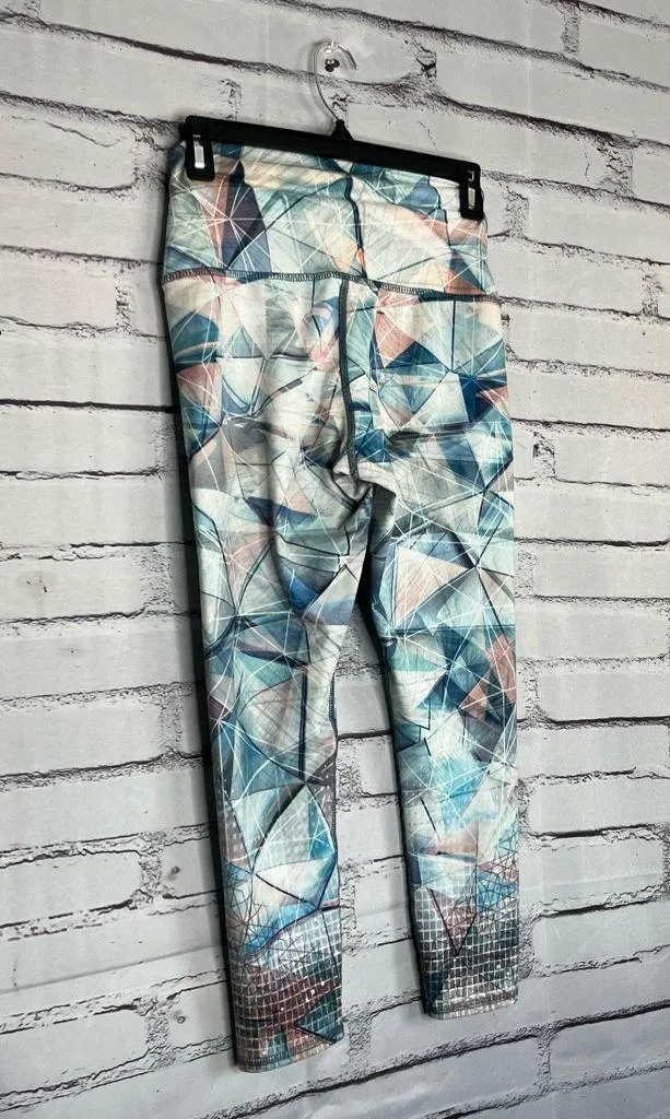 Evolution and Creation Geometric Blue and Pink Leggings SZ M High Waist Yoga Y2K - Image 10