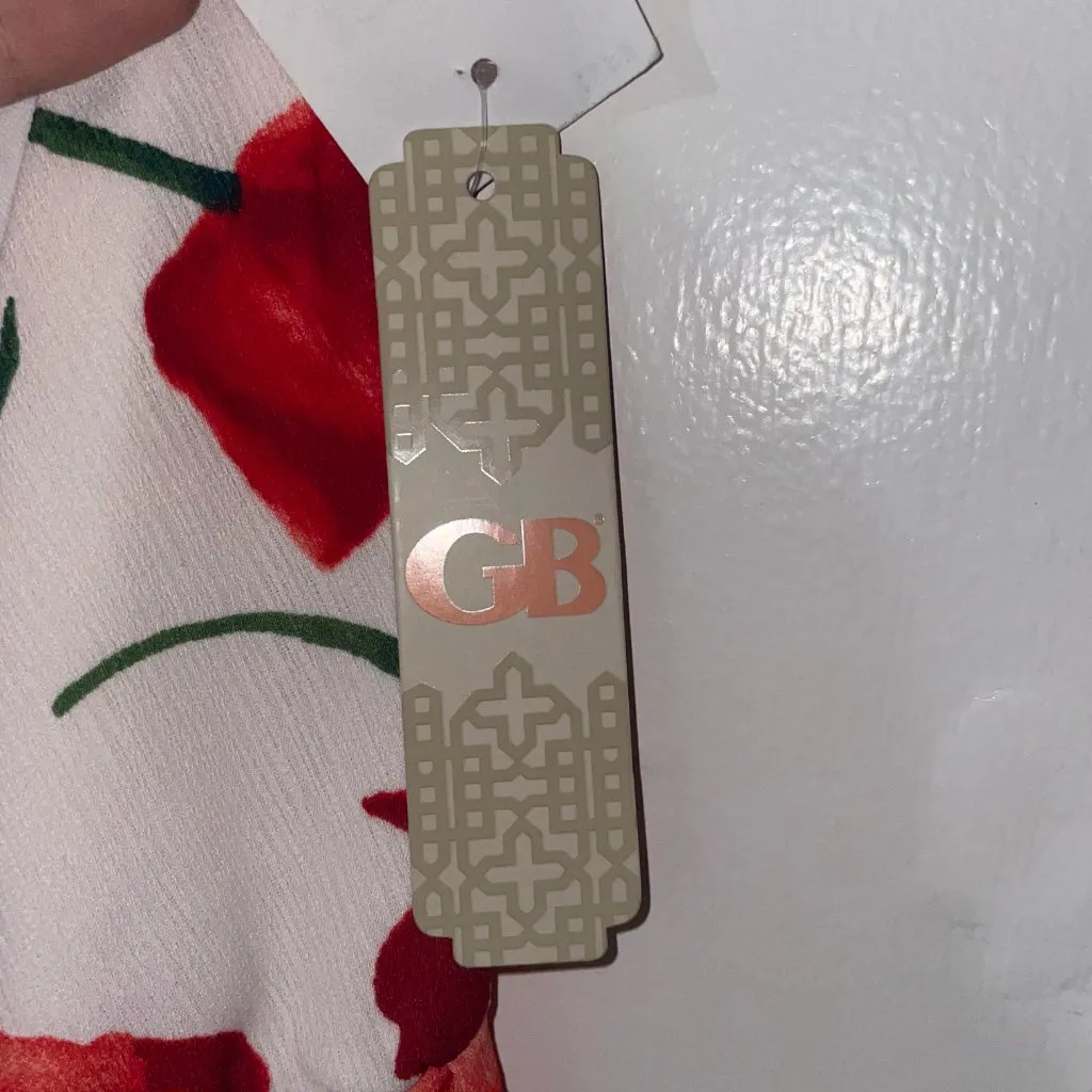 GB Gianni Bini‎ Spaghetti Strap White Red Floral Wrap Maxi Dress Size XS - Image 11
