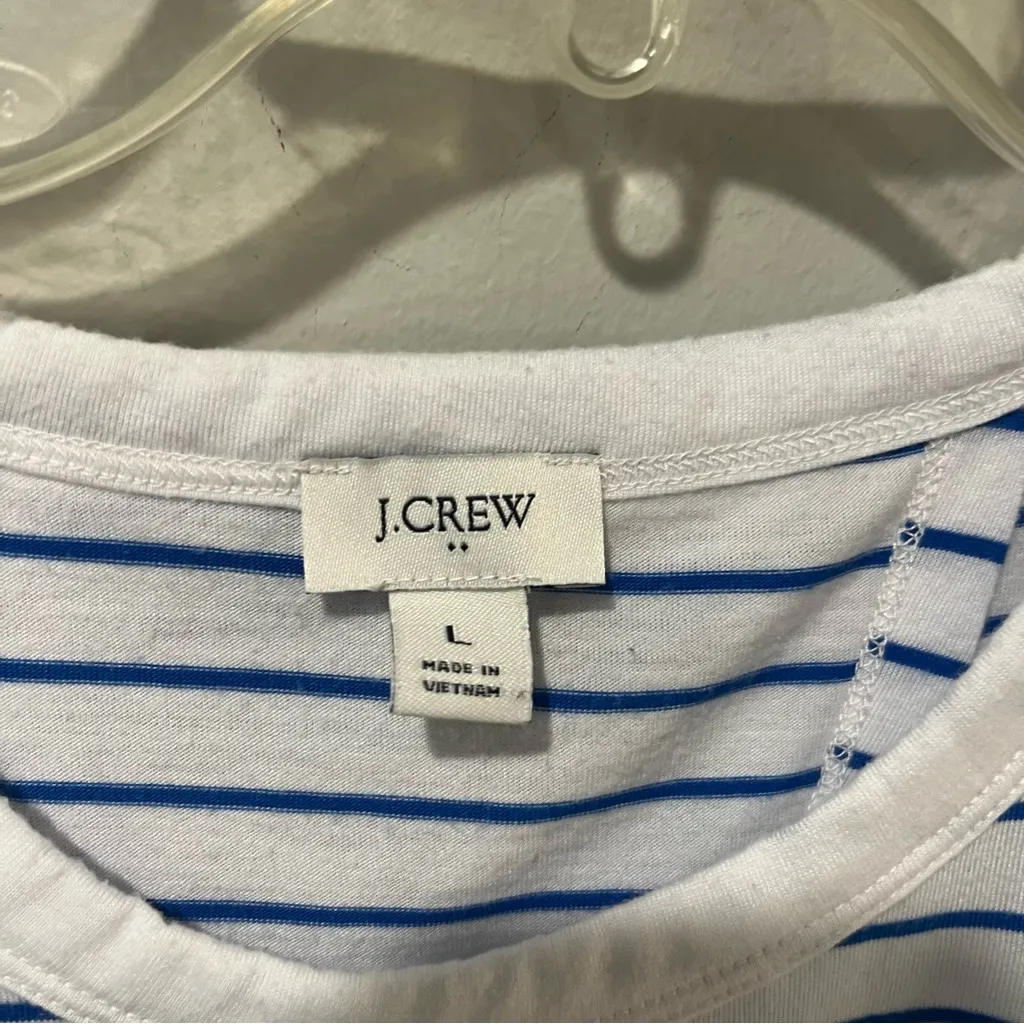 J.Crew  striped tank Top Size Large Blue White  Open Back Tie - Image 3