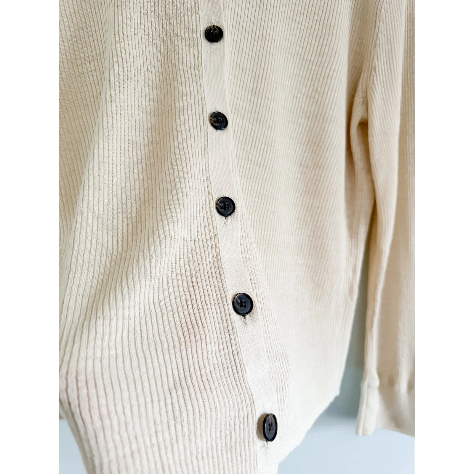 Madewell | NWT Linen-Blend Crewneck Cardigan in Beach Sand | Sz XL - Image 5