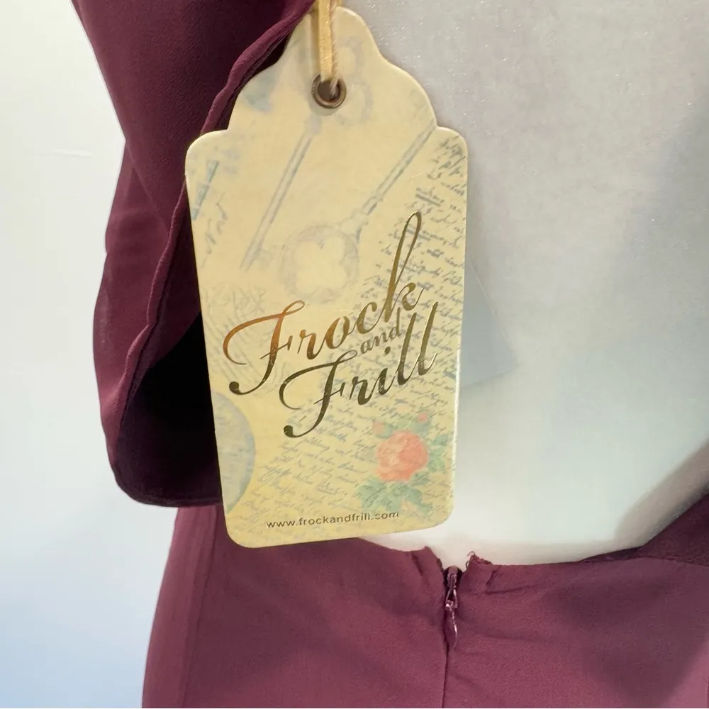 Frock & Frill Burgundy Sleeveless Midi Dress Sequined Flowers Open Back ModCloth Size 8 - Image 8