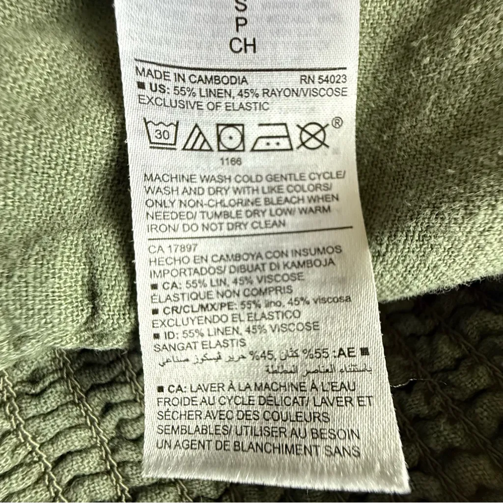 Old Navy Olive Green cropped Jumpsuit size Small linen blend‎ pockets adjustable - Image 13