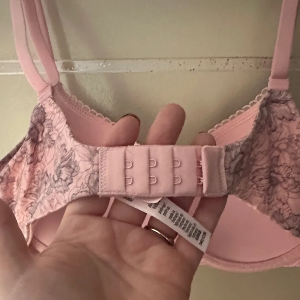 Victorias Secret Pink Floral Lace Push Up Bra | 34C - Image 4