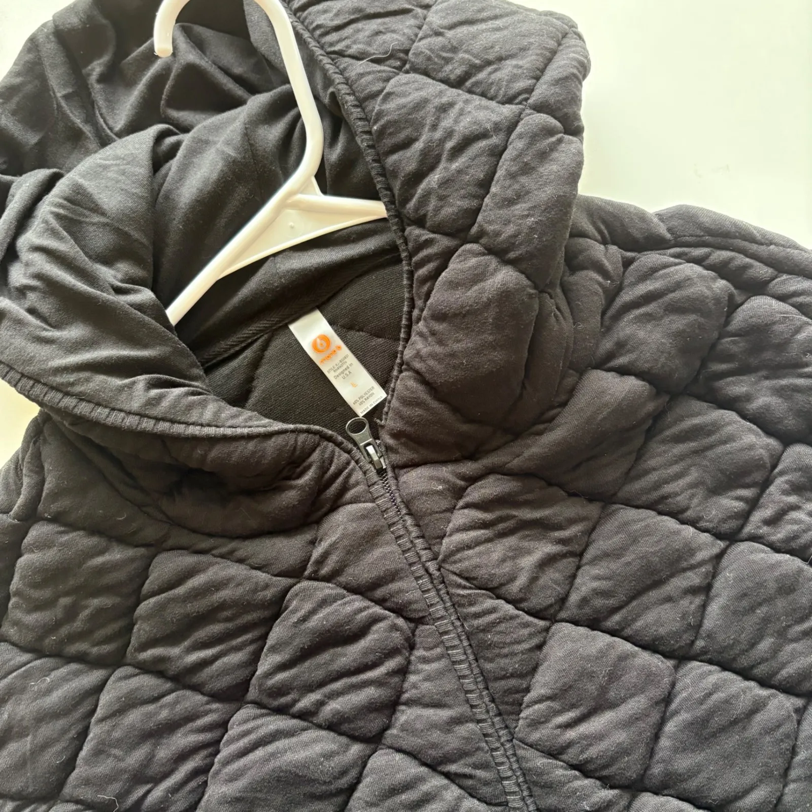 Mono B Quilted Hooded Vest Black Full Zip Pockets Women's Size L Size L - Image 6