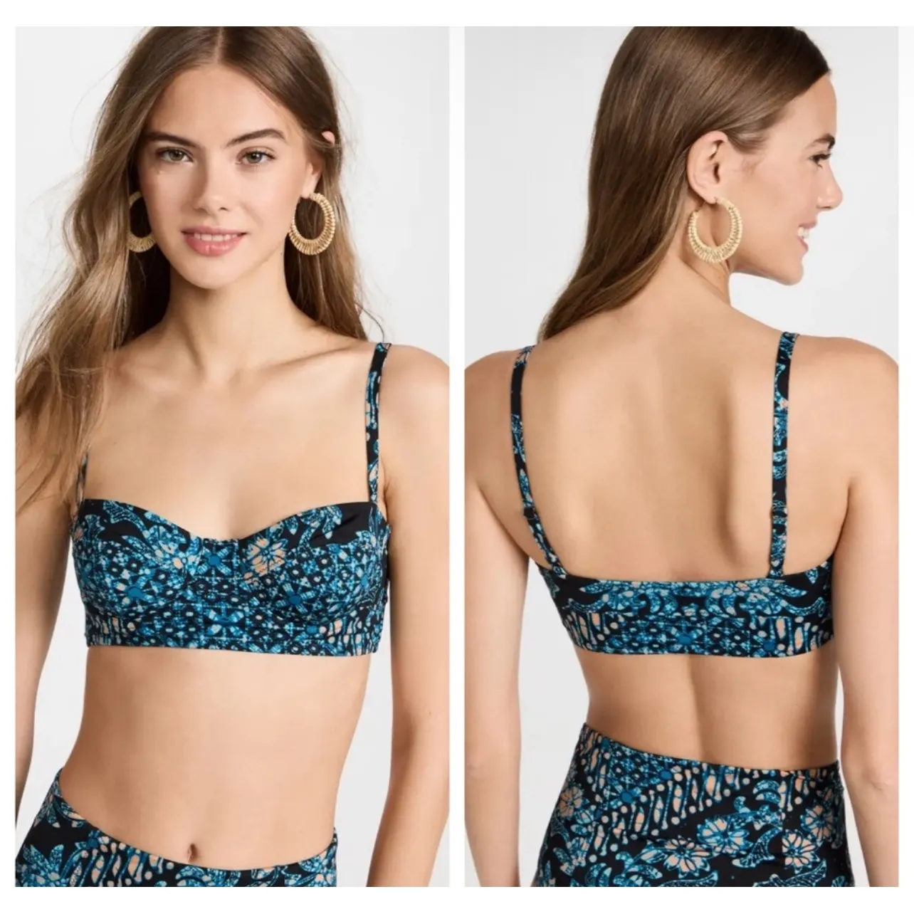 Ulla Johnson Womens Zahara Azure Blue Floral Print Underwire Bikini Swim Top XS - Image 2