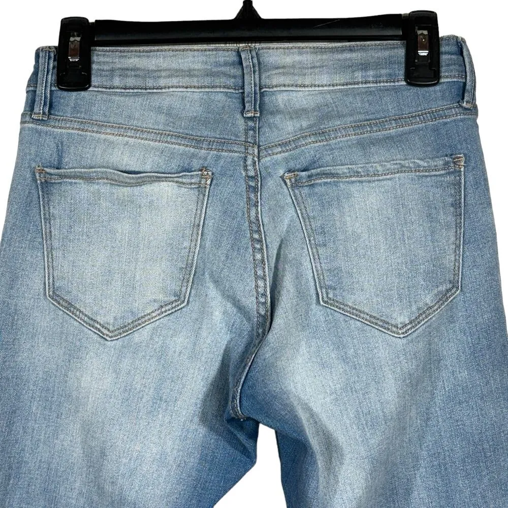 Old Navy SZ 4 Rockstar Jeans Super Skinny Ankle Distressed Stretch Frayed Hems - Image 4