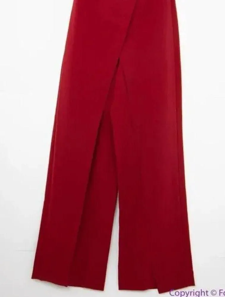 NEW white house black market Wine Red Convertible Strapless SplitLeg Jumpsuit, 2 - Image 5