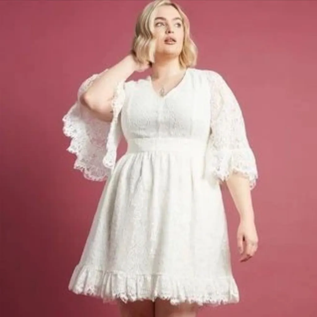 ModCloth Through the Bluebells Ivory Lace Dress Boho Hippie Wedding Size XL - Image 4