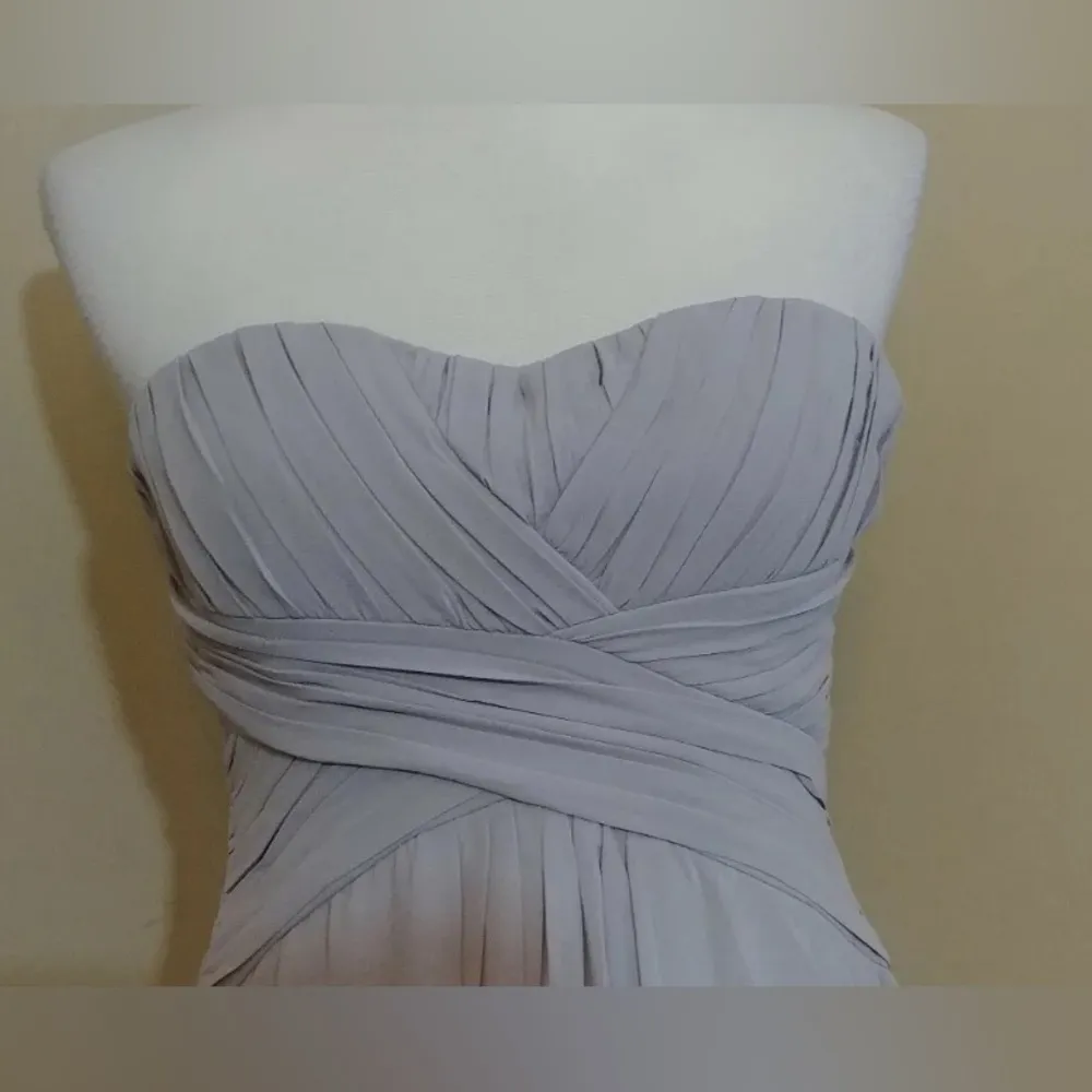 Gray Pleated Chiffon Strapless Maxi Formal Dress Gown Small from Modcloth - Image 3