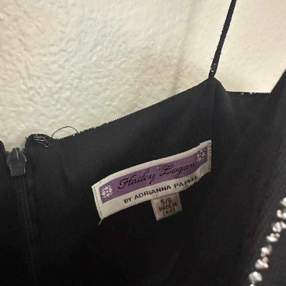 Black Sz 5/6 Shimmer Glitter Mini Prom Homecoming Formal Dress Cutout Silver - Image 8