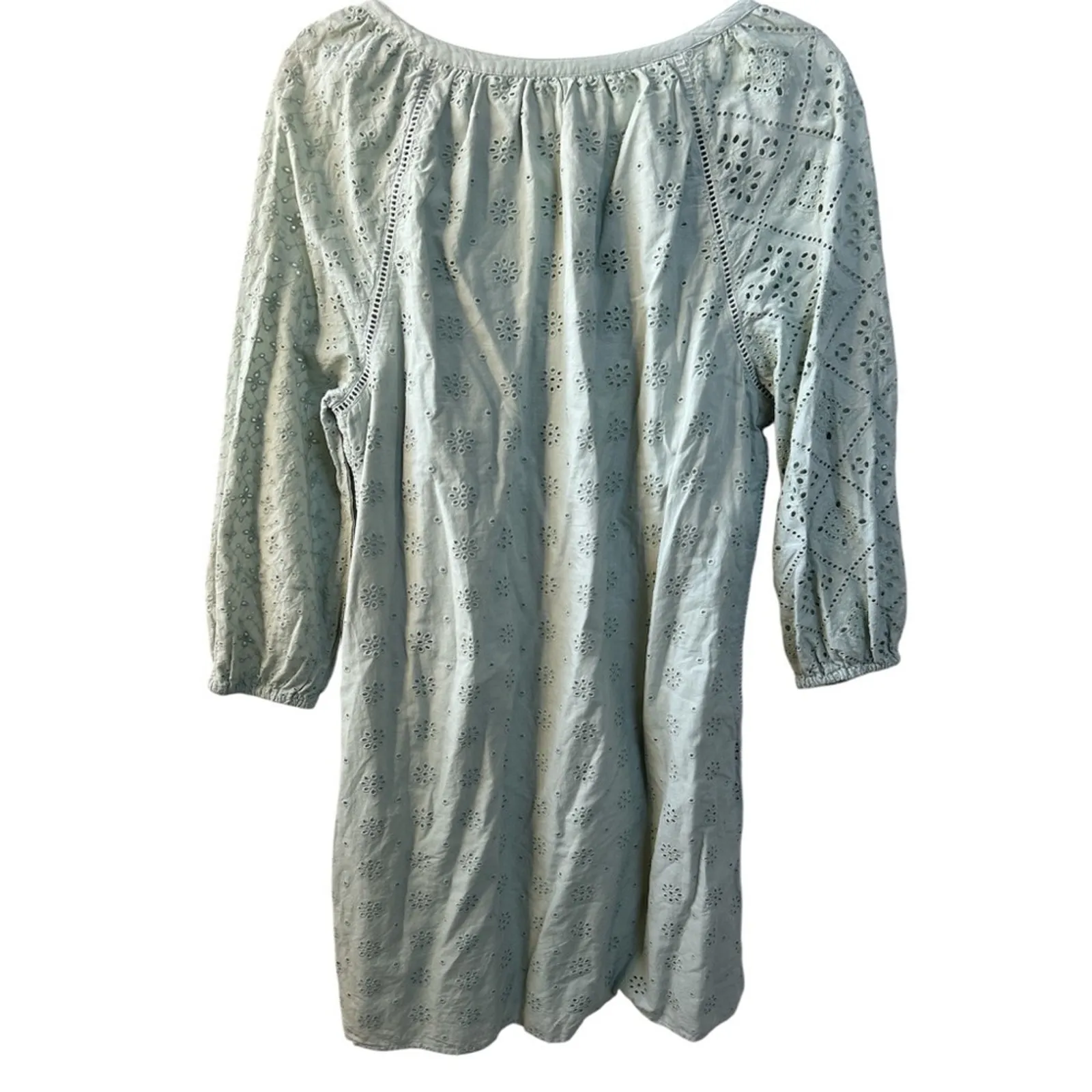 Faherty Valencia Eyelet Mini Dress in Desert Sage Green Size Small Gently Used - Image 4