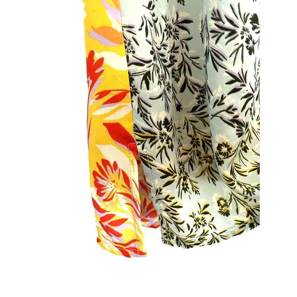 Cabi Golden Glow Split Neck Mixed Floral Sleeveless Tunic Top Medium - Image 9