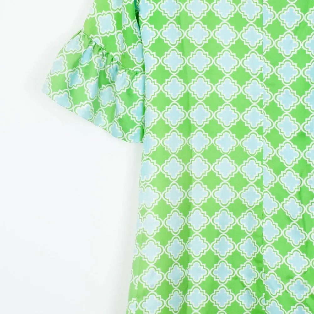 Skirtin Around Green Short Sleeve Silk‎ Sheath Dress Womens Size 4 - Image 8
