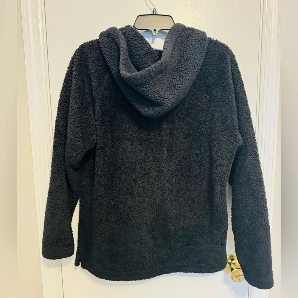 Victoria's Secret  PINK Teddy Faux Fur Pullover Hoodie Black - Image 2