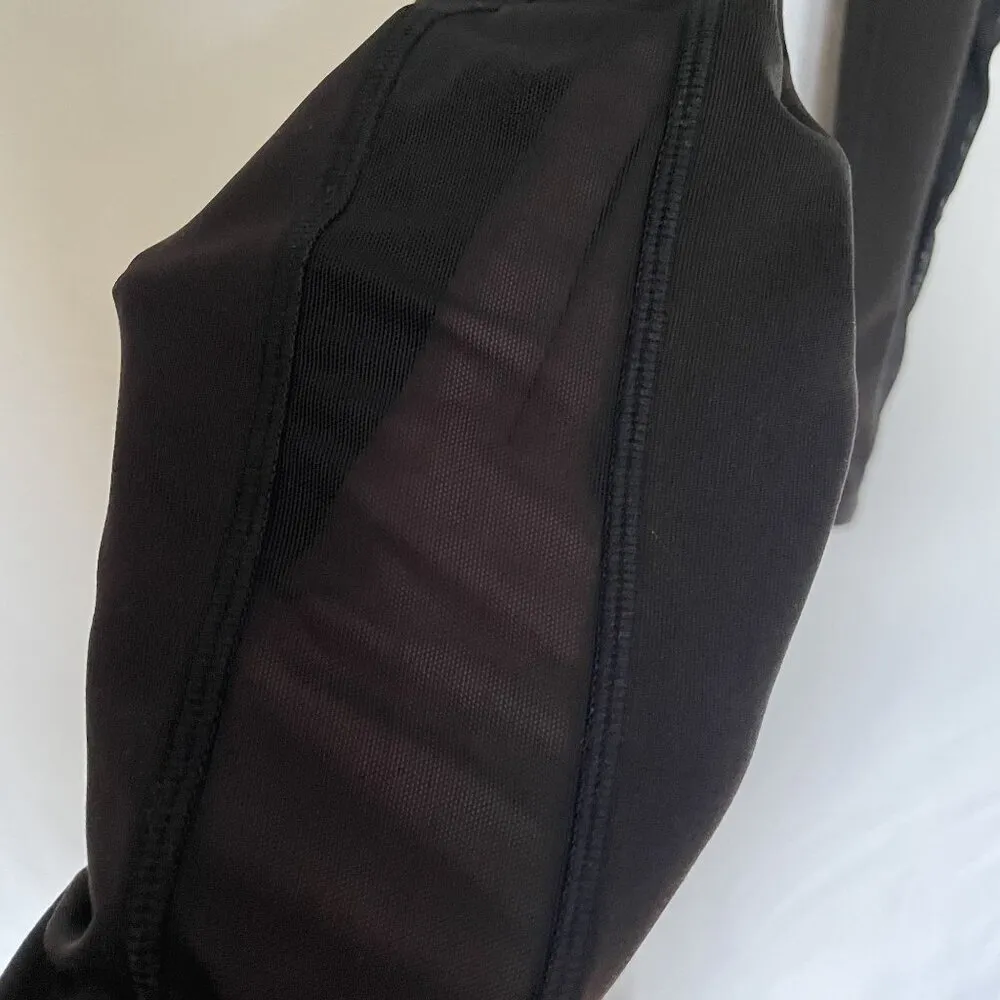 PopFit High-Waisted Black and Green Leggings With Side Pockets & Mesh Panels - Image 3