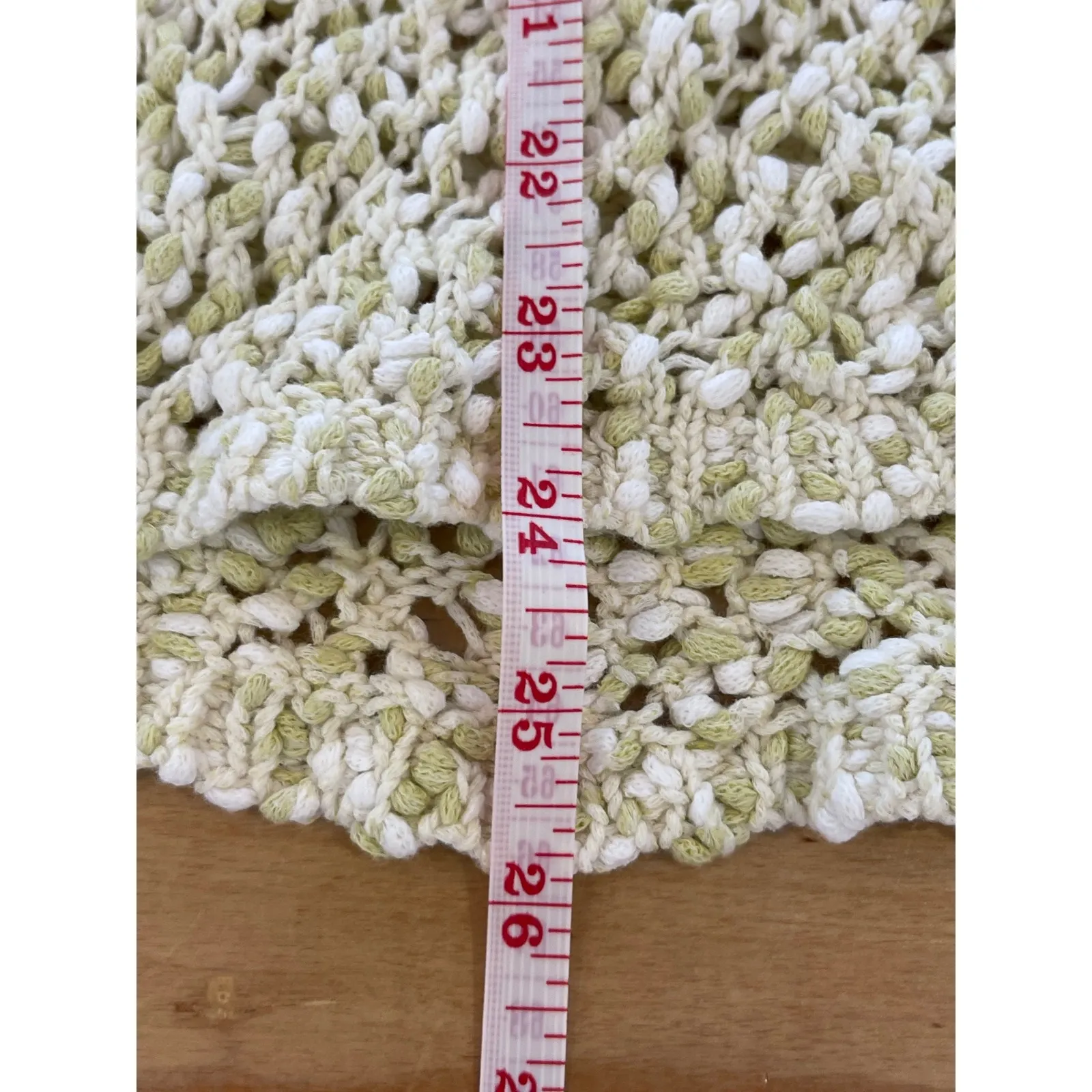 J. Jill Crochet Knit Top Cream Green V Neck 3/4 Sleeve Lightweight Sweater‎ Med - Image 6