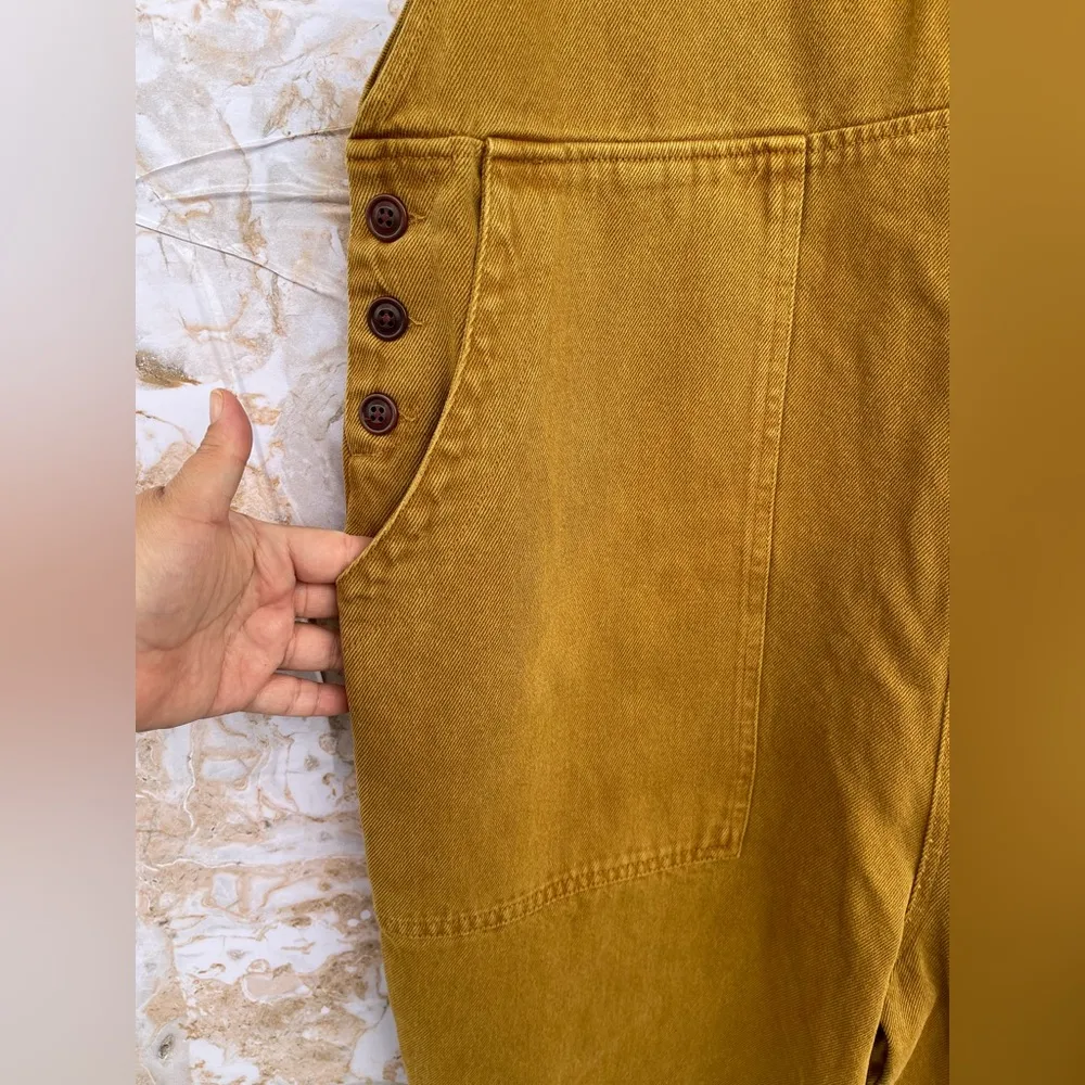 Alex Mill Womens Ollie Jumpsuit Sleeveless Cropped Denim Golden Khaki NWT XL Tan - Image 5