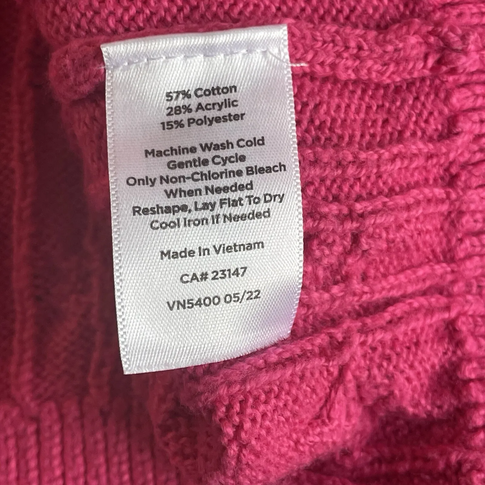Talbots Women's Pink Cable Knit Pullover Sweater Button Cuff Large Preppy Cozy - Image 5