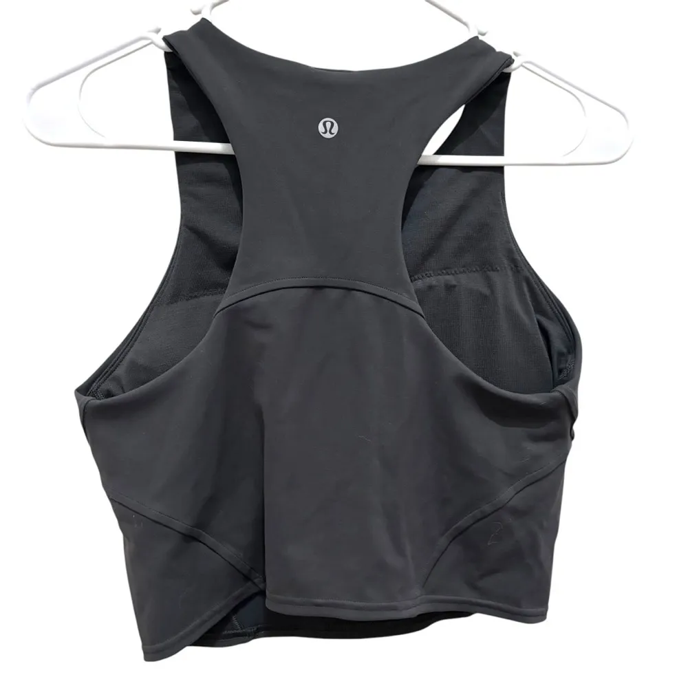 Lululemon slate gray 8 fast and free high neck crop tank bralette active top - Image 2