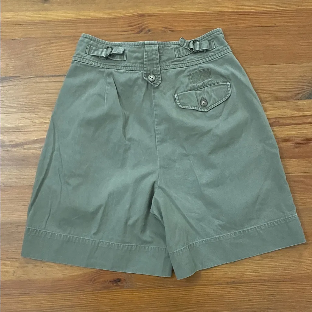 Lauren Ralph Lauren Vintage Olive Green High Rose Shorts Womens Size 4 Pleated - Image 5