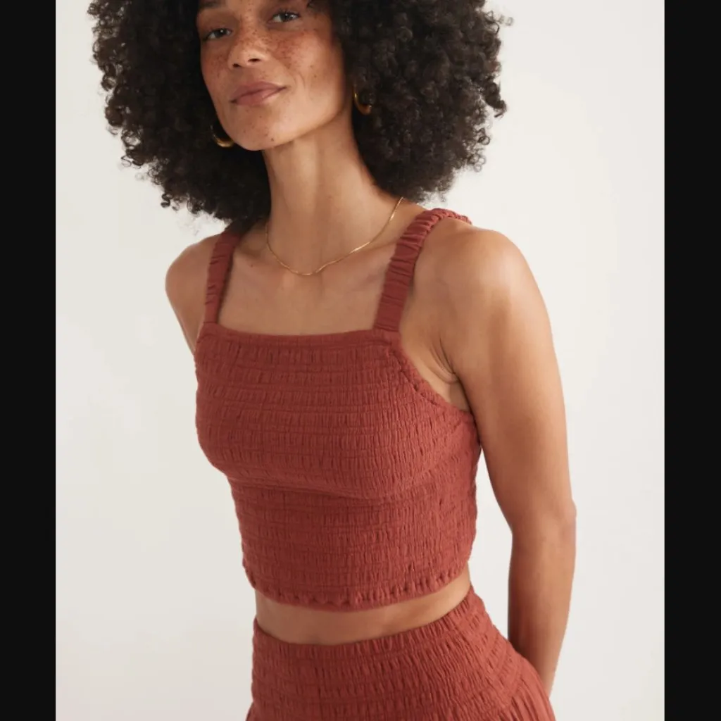 Marine Layer Lila Rust Double Cloth Tank S - Image 3