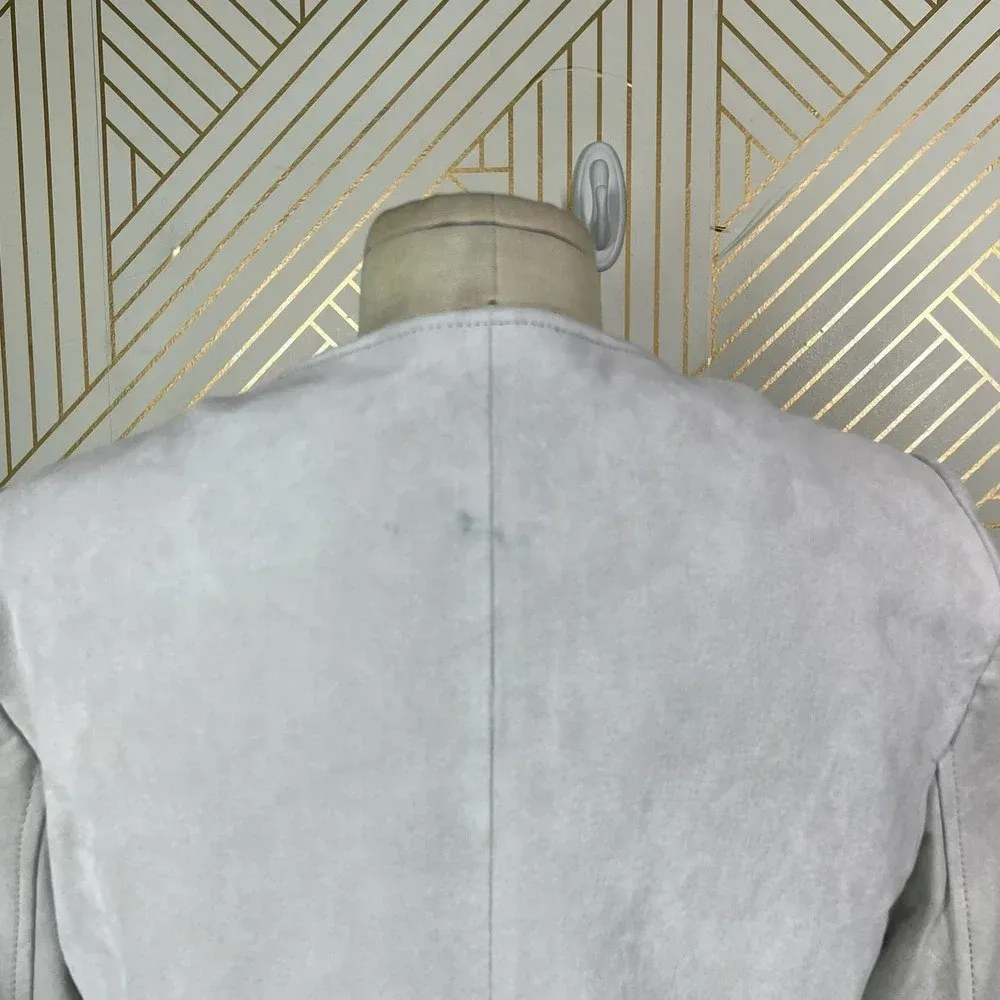 Soia + Kyo Collarless Zip Front Suede Jacket Gray Size US Small - Image 8