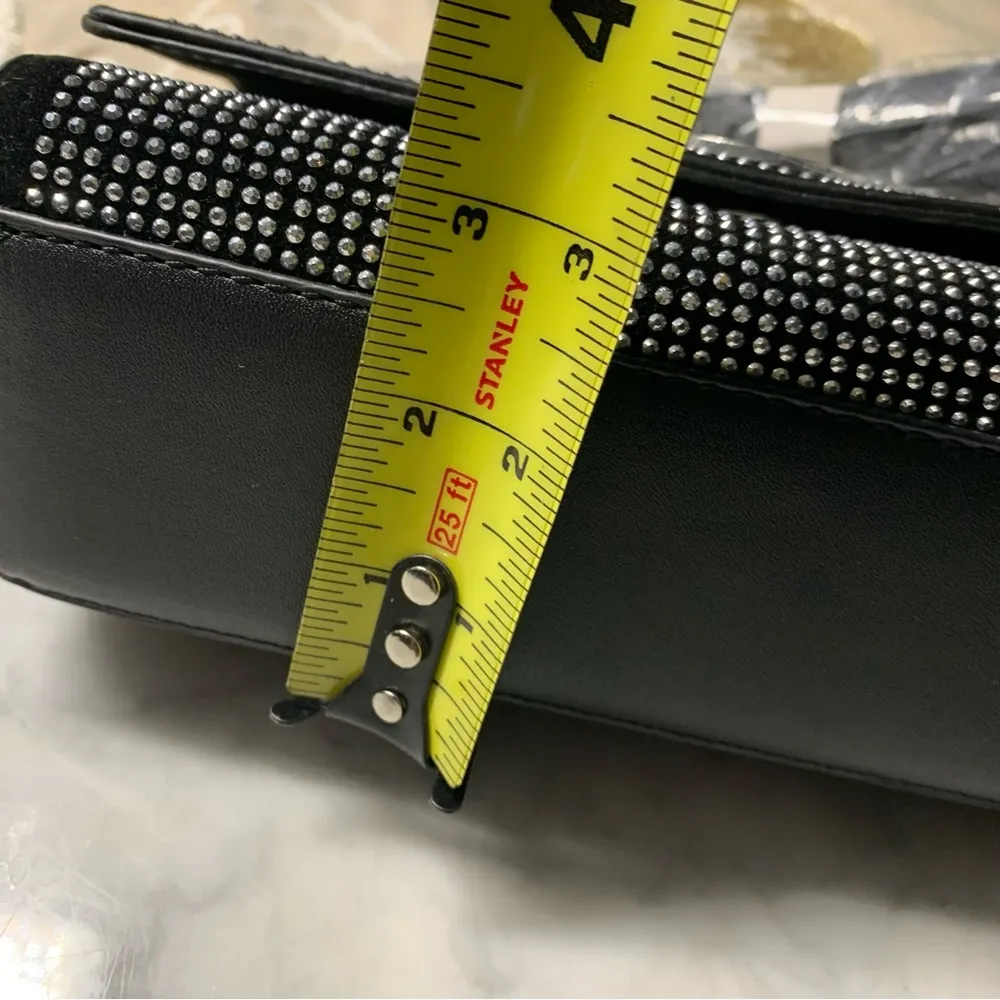 NWT Valentino Orlandi Studded Crossbody Bag flap front Retail $200 Black - Image 12